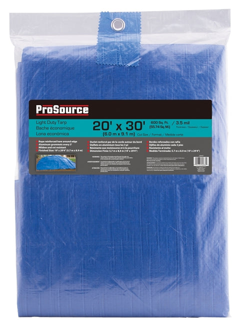 ProSource T2030BB70 Tarpaulin, 30 ft L, 20 ft W, 3.5 mil Thick, Polyet ...