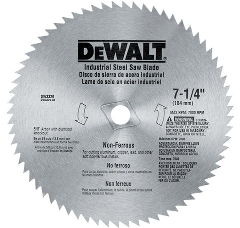 DeWalt 7-1/4 in. Dia. 68 teeth Carbide Tip Steel Circular Saw Blade For Metal Cutting