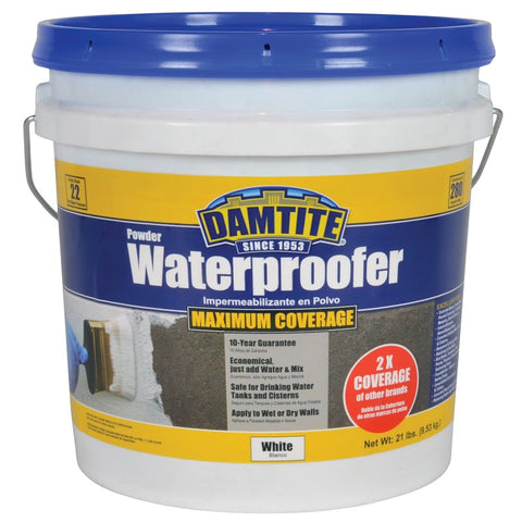 Damtite 01211 Powder Waterproofer, White, Powder, 21 lb Pail