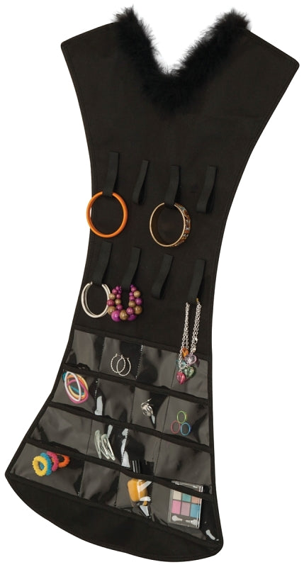 Honey-Can-Do SFT-03618 Jewelry Dress with Fur, 20.08 in W, 34-21/32 in H, Fabric, Black, Pack of 12