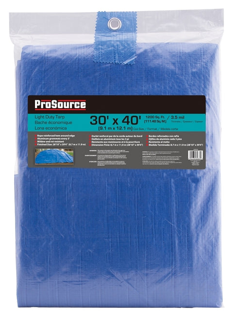 ProSource T3040BB70 Tarpaulin, 40 ft L, 30 ft W, 3.5 mil Thick, Polyethylene, Blue