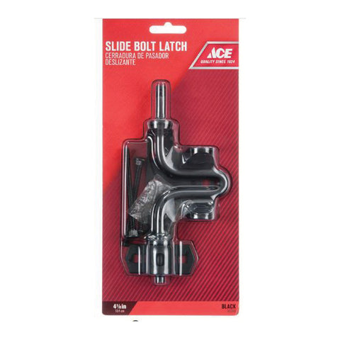 Ace Slide Bolt Gate Latch Swinging 4-1/8 in. For in or Out Swinging Gates Black