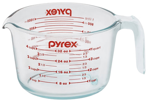 Pyrex 6001076 Measuring Cup, 1 L, Glass, Clear, Pack of 6