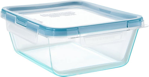 Snapware 1126786 Storage Container, 64 oz Capacity, Glass, Clear, 7-1/4 in L, 9.13 in W, 3-1/2 in H, Pack of 4
