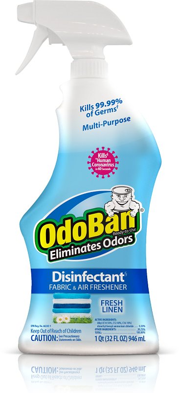 Odoban 910701-Q6 Air Freshener Disinfectant, 32 oz Spray Bottle, Liquid, Fresh Linen, Clear, Pack of 6