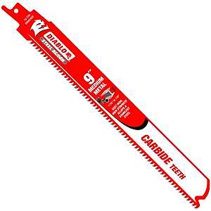 Diablo DS0910CF Reciprocating Saw Blade, Applicable Materials: Metal, 9 in L, 10 TPI, Carbide Cutting Edge, 1/PK