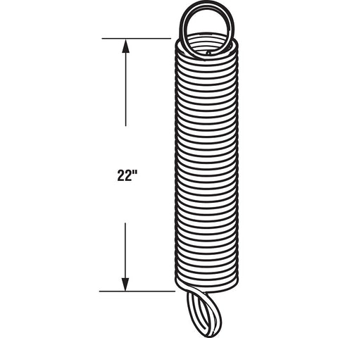 Prime-Line GD 12207 Extension Spring, 1-19/64 in OD, 22 in OAL, Carbon Steel, Galvanized, Loop End, 150 lb