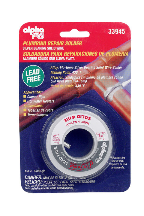 Alpha Fry Silver Bearing Alloy Plumbing Solder 3 oz. Flo-Temp Silver Bearing Solid Wire Solder F