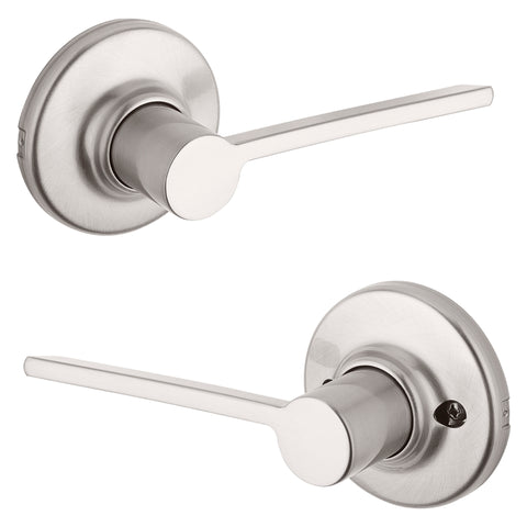 Kwikset 200LRL 15 CP V1 Passage Lever, Satin Nickel, Zinc, Residential, Reversible Hand, 3 Grade