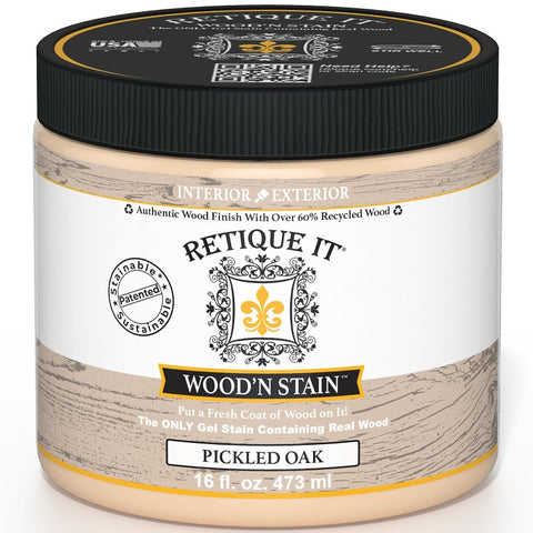 Retique It Wood'n Stain RQ-WNS16-POAK-R10 Wood Stain, Pickled Oak, Gel, 16 oz