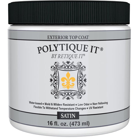 Retique It Polytique It Series RQ-PLTQEXT16S-R10 Marine Top Coat, Acrylic Base, Satin Sheen, Clear, 1 pt