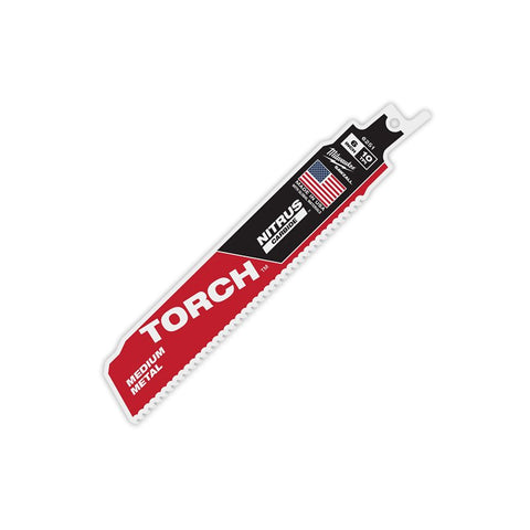 Milwaukee TORCH 48-00-6251 Reciprocating Saw Blade, 1 in W, 6 in L, 10 TPI, Carbide Cutting Edge