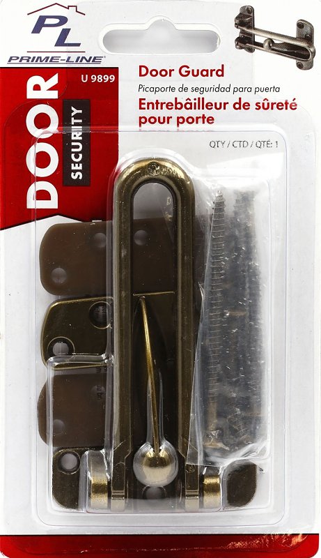 Defender Security U 9899 Swing Bar Lock, 3-7/8 in L, 2-1/2 in W, Metal, Antique Brass