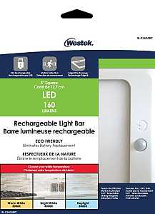 Westek BL-CLNG5RC Rechargeable Bar Light, 1.5 W, LED Lamp, 155, 160 Lumens, 3000, 4000, 5000 K Color Temp