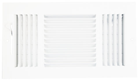 ProSource SW03-12X6 3-Way Sidewall Register, 13.5 in L, 7.5 in W, 52 degree Air Deflection, 3 -Way, Steel, White