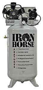 Iron Horse IHD7180V1 Air Compressor, 80 gal Tank, 7 hp, 208/230 V, 90 psi Pressure, 1-Stage, 16.5 cfm Air