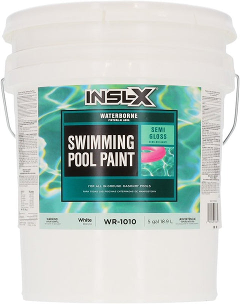 Insl-X WR101009905 Swimming Pool Paint, Acrylic, Semi-Gloss, White, 5 gal Can