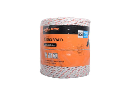 Gallagher G62176 Turbo Braid, 7.5 kV, 2-Conductor, Copper/Stainless Steel Conductor, Poly Insulation, White