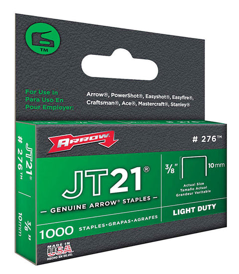 Arrow JT21 Wide Light Duty Staples Gray 3/8 in. L