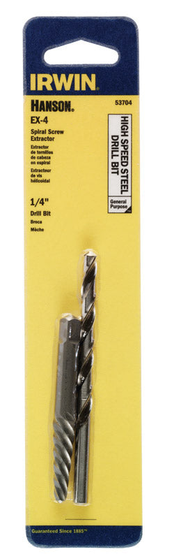 Irwin Hanson High Speed Steel 1/4 in. Dia. Drill Bit Extractor Set 2 pc.