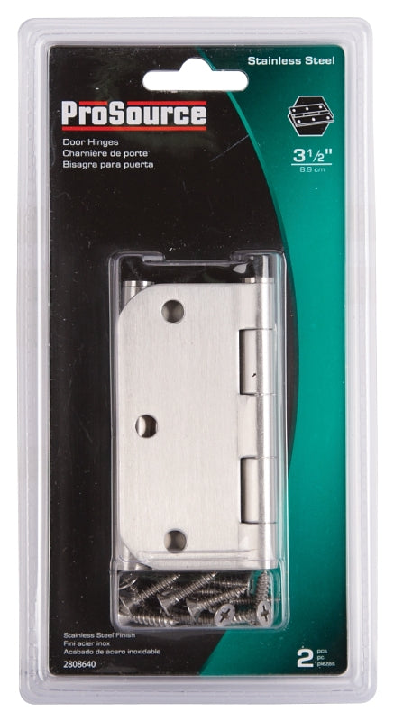 ProSource 20338SS-35RC-DB-P Door Hinge, 3-1/2 in H Door Leaf, 3-1/2 in W Door Leaf, 2.2 mm Thick Door Leaf, Brushed