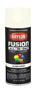 Krylon K02711007 Spray Paint, 12 oz Can, 25 sq-ft Coverage Area, Acrylic Base, Gloss, Ivory, Exterior, Interior