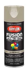Krylon K02713007 Spray Paint, 12 oz Can, 25 sq-ft Coverage Area, Acrylic Base, Gloss, Khaki, Exterior, Interior