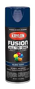 Krylon K02714007 Spray Paint, 12 oz Can, 25 sq-ft Coverage Area, Acrylic Base, Gloss, Navy, Exterior, Interior
