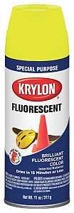 Krylon K03104888 Fluorescent Spray Paint, 11 oz Can, 25 sq-ft Coverage Area, Solvent Base, Gloss, Lemon Yellow
