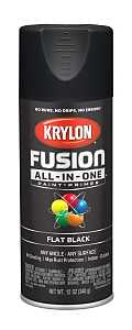 Krylon K02728007 Spray Paint, 12 oz Can, 25 sq-ft Coverage Area, Acrylic Base, Flat, Black