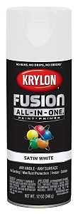 Krylon K02753007 Spray Paint, 12 oz Can, 25 sq-ft Coverage Area, Acrylic Base, Satin, White, Exterior, Interior