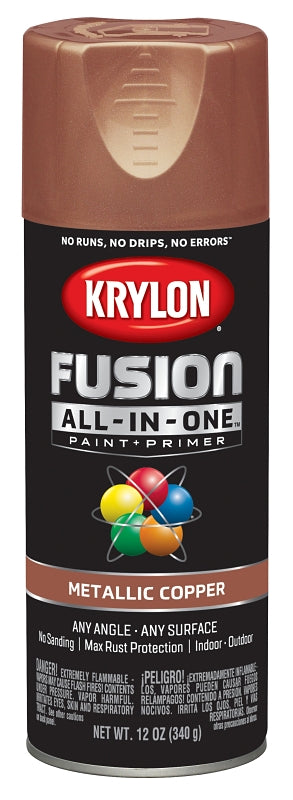 Krylon K02768007 Spray Paint, Metallic, Copper, 12 oz, Can