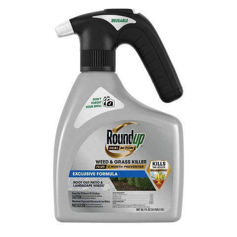Roundup Dual Action 5324701 Weed and Grass Killer Plus 4 Month Preventer, Liquid, Yellow, 1.5 L