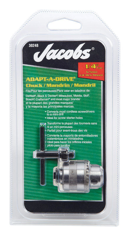 Jacobs 1/4 in. in. Chuck 1/4 in. 3-Flat Shank 1 pc