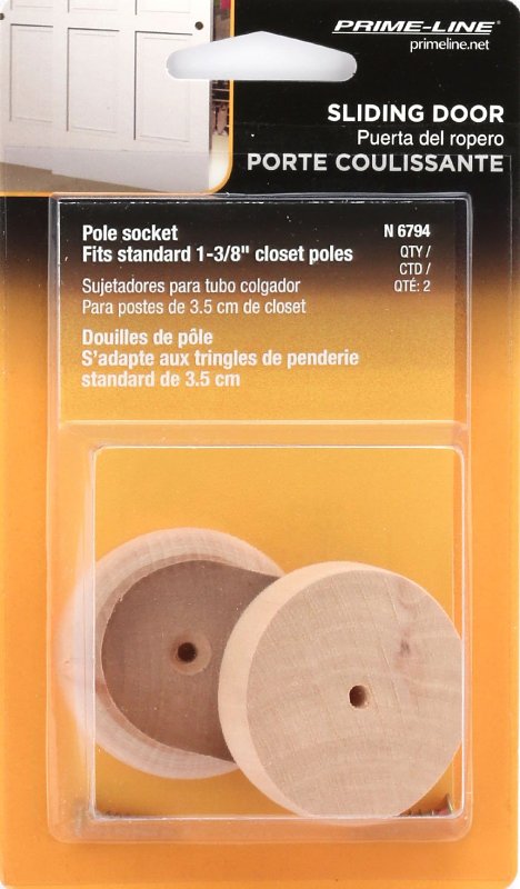 Prime-Line N 6794 Closet Pole Socket, Wood