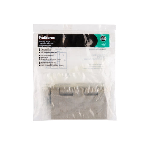 ProSource LR-019-PS Door Hinge, 3 in W Door Leaf, 3 in H Door Leaf, 2.2 mm Thick Door Leaf, Steel, Plain Steel, 100 lb