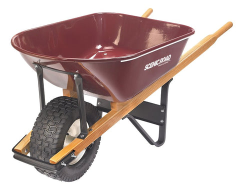 Scenic Road M6-1T-KIT Wheelbarrow Kit, 6 cu-ft Volume, Polyethylene/Steel, 1-Wheel, Turf Wheel, 6 in W Wheel