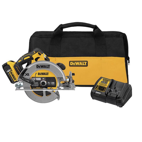 DEWALT DCS570P1 Circular Saw, Battery Included, 20 V, 5 Ah, 7-1/4 in Dia Blade, 57 deg Bevel
