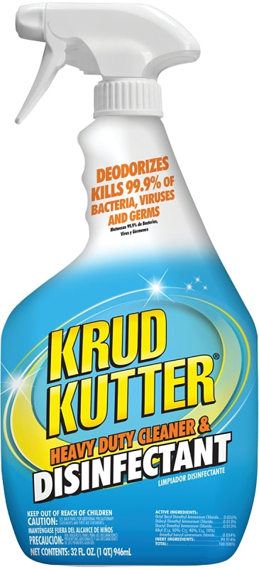 Krud Kutter DH326 Cleaner and Disinfectant, 32 oz, Clear, Liquid
