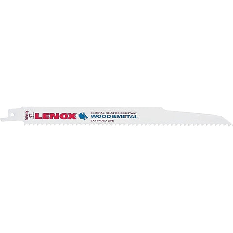 Lenox 20587S956R Reciprocating Saw Blade, Applicable Materials: Nail-Embedded Wood, Non-Ferrous Metal, 3/4 in W, 9 in L