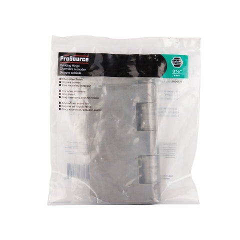 ProSource LR-020-PS Door Hinge, 3-1/2 in W Door Leaf, 3-1/2 in H Door Leaf, 2.2 mm Thick Door Leaf, Steel, Plain Steel