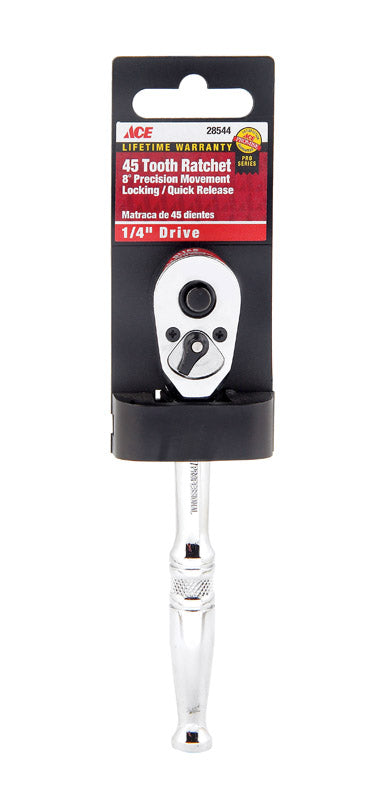 Ace Locking 1/4 in. Drive Chrome 6 in. Quick Release Ratchet