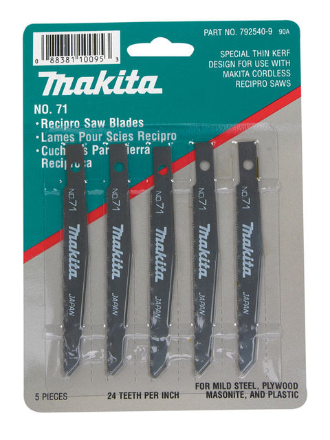 Makita 4 in. L 24 TPI Carbon Steel Reciprocating Saw Blade 5 pk