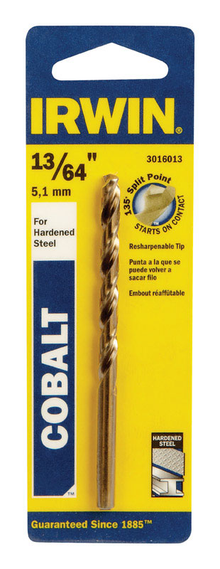 Irwin 13/64 in. X 3-5/8 in. L Cobalt Alloy Steel Drill Bit Straight Shank 1 pc