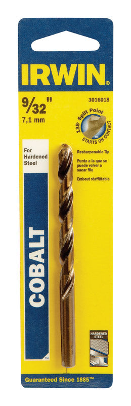 Irwin Cobalt High Speed Steel Straight 9/32 in. Dia. x 4-1/4 in. L Drill Bit 1 pc.