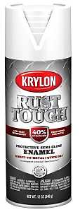 Krylon Rust Tough K09266008 Enamel Spray Paint, Semi-Gloss, White, 12 oz, Can, Pack of 6