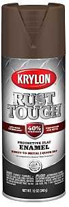 Krylon Rust Tough K09270008 Rust Preventative Spray Paint, Flat, Leather Brown, 12 oz, Can