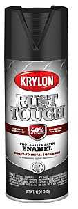 Krylon Rust Tough K09269008 Enamel Spray Paint, Satin, Black, 12 oz, Can, Pack of 6