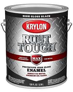 Krylon Rust Tough K09730008 Rust Preventative Paint, Gloss, Black, 1 gal, 400 sq-ft/gal Coverage Area, Pack of 4