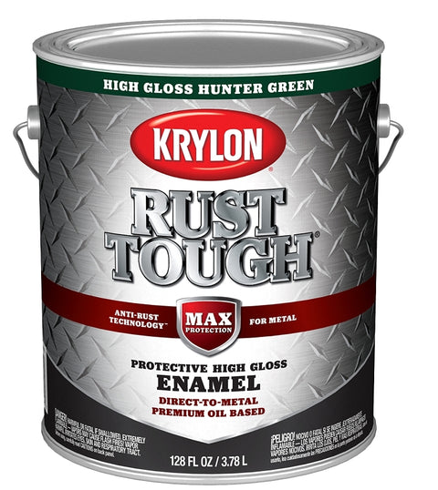 Krylon Rust Tough K09739008 Rust Preventative Paint, Gloss, Hunter Green, 1 gal, 400 sq-ft/gal Coverage Area, Pack of 4